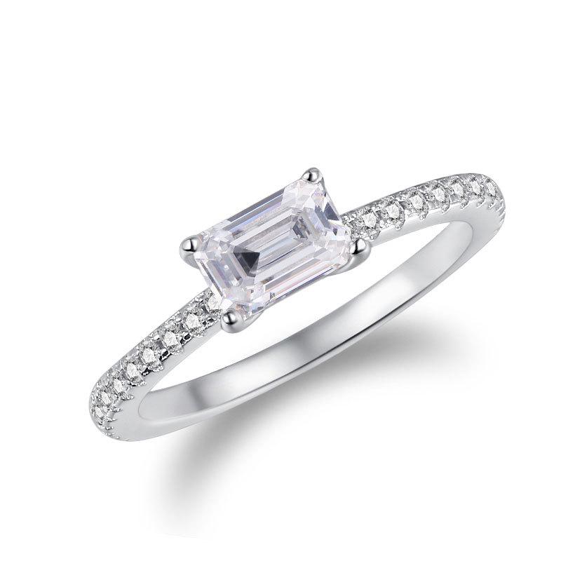 S925 Sterling Silver Simulated Diamond Sugar Cube Ring - Minimalist Luxury for Women
