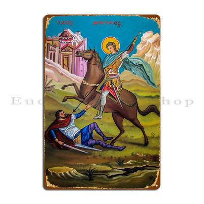 Saint Demetrius Of Thessalonica Orthodox Icon Metal Plaque Pub Cinema Create Wall Cave Plates Tin Sign Poster