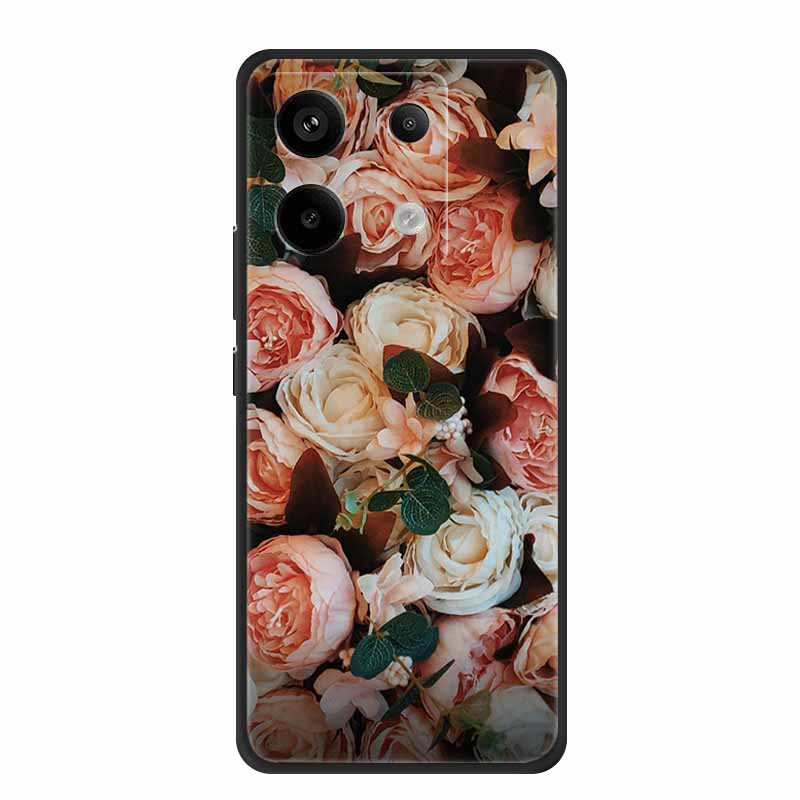 For Redmi Note 13 pro Case Pink Phone Case Fashion Silicone TPU Soft Back Cover Redmi Note 13 Pro Flower Capa 6.67" Cats Coque
