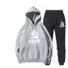 Fleece Hooded Loose Fit Hoodie+casual Sports Pants Letter Pattern Printed Fashionable Set