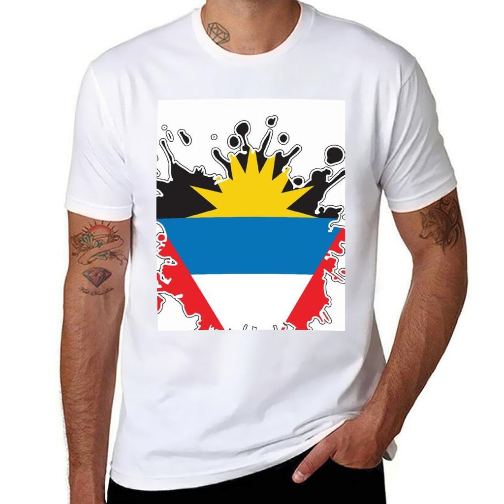 Antigua And Barbuda National Flag Splash Tshirt Lightweight Cooling Short Sleeve Tee Tshirt