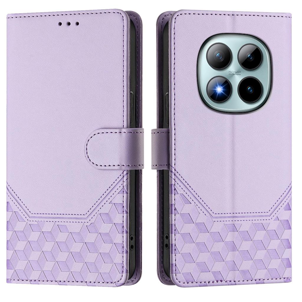 For Xiaomi Redmi Note 15 Pro+ 5G Case Imprinted Honeycomb RFID Blocking Leather Phone Cover with Strap