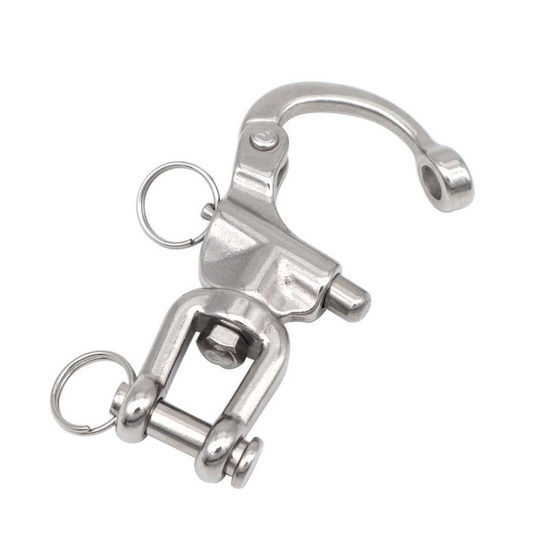 316 Stainless Steel Swivel Shackle Pair Jaw Swivel Design Snap Shackle Quick Release Diving Clips for Sailboat Spinnaker Halyard