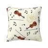 Violin Music Notes Floral Square Pillowcase Pillow Cover Polyester Cushion Decor Comfort Throw Pillow for Home Bedroom