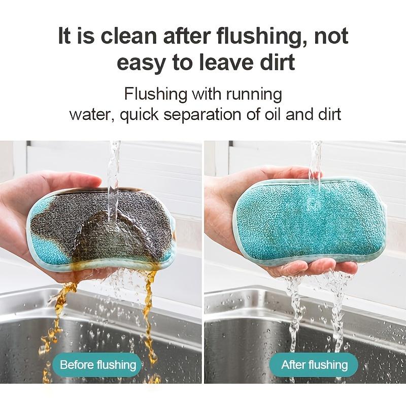 1/2/3pcsNon-Scratch Microfiber Sponge,Multi-Purpose Scrub Sponges For Kitchen Kitchen Gadgets,Cleaning Plate Sponge Kitchenware