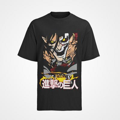 Herren Bio-Baumwolle Anime Anime AOT Cool Eren Jäger Titan Transformation T-Shirt Herren Damen T-Shirts Top