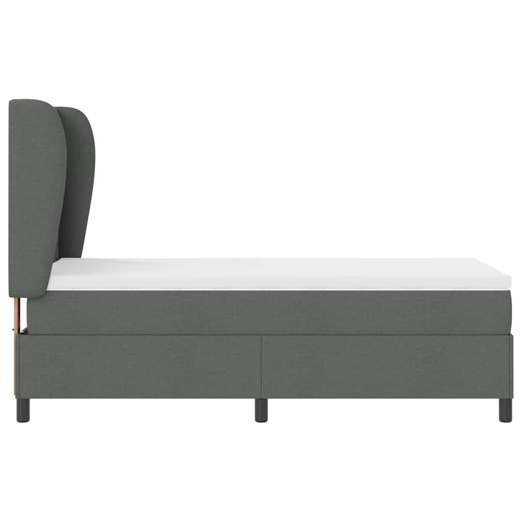 Boxspring Bed with Headboard Dark Grey 100 x 200 cm Fabric