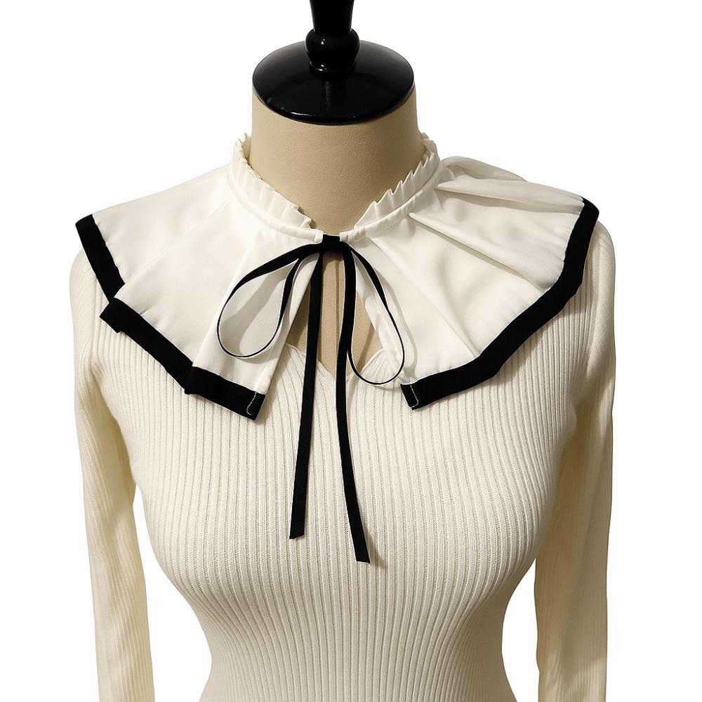 

Pleated Design Lolita Fake Collar Retro Style Clown Costume Shawl Lolita Lapel Cape Costume Party B