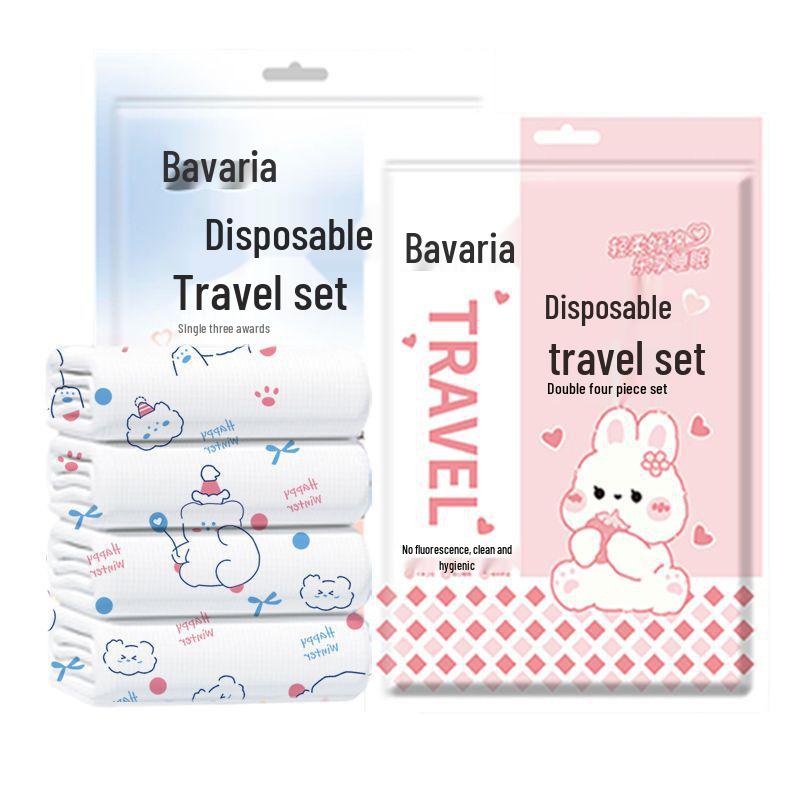 Disposable 4-Piece Travel Bedding Set: Anti-dirt, Wash-Free, Sterilized, Thickened for Hotel & Portable Use.