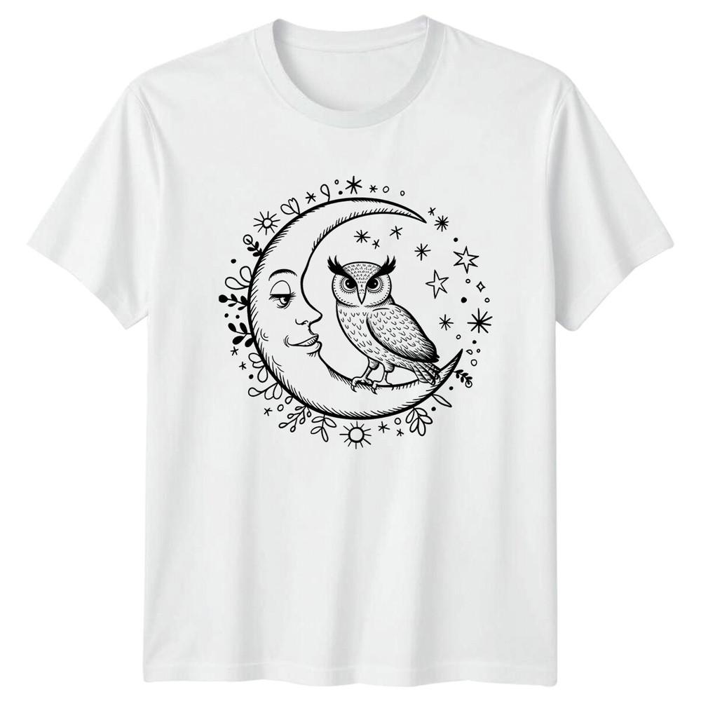 Owl On Moon TShirt Magic Celestial Tee Witchy Graphic Tshirt S