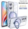 Plating Ring Magnetic Support Transparent Magsafe Phone Case For OPPO A79 A57 A77 A77S A17 A17K A53 A53S 4G 5G Seismic Case