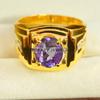 Alexandrite Oval Cut With 925 Sterling Silver Gold Plated Ring For Men's #A609 JL375656811935