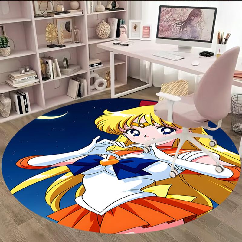 1pc Sailor Moon Carpet, Round Rug, Comfortable, Suitable for Entryways, Living Rooms, Office, And Bedrooms, Christmas Decoration