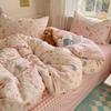 Sleeping Grid INS Age Reducing Cute Cartoon Style 40 Count Cotton Four Piece Set