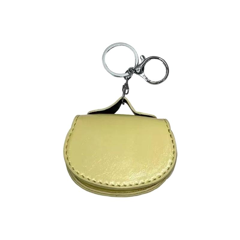 Stylish Leather Keychain Holder Mini Pouch For Earphones Compact Design Sturdy Metal Clip Accessory For Daily Essential