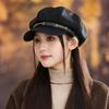 Korean Versatile Chain Beret Women Autumn and Winter British Style Windproof Octagonal Hat Outdoor Travel Retro Painter Hat