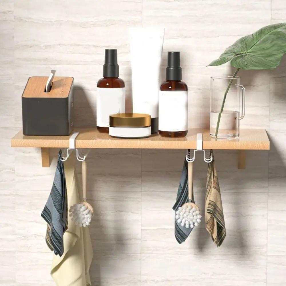 Iron 12 Hooks Cup Holder Black/White Punch-free Double-row Storage Hook Space Saving Traceless Coffee Cup Mug Holder for Home