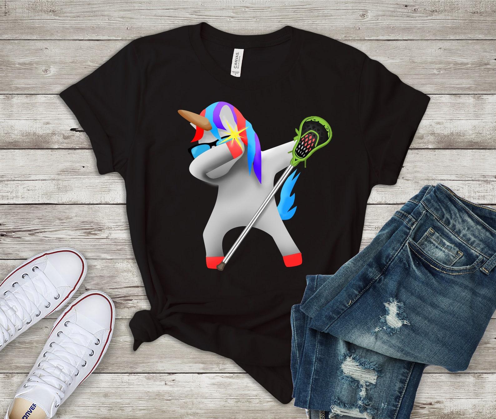 Lacrosse Shirt, Dabbing Unicorn Shirt, Funny Lacrosse Shirt, Magical Unicorn Tee, Lacrosse Dab Shirt 3XL