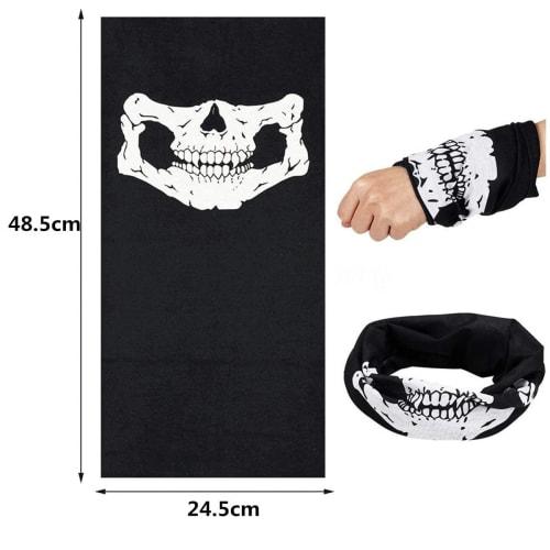 COMFORTIS Skull Face Cover, Airsoft Mask, Motorcycle Mask, Snowboard Mask, Sun Protection, Neck Warmer, Set of 2 (White)