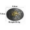 Patterned Horse Head Cowboy Higanbana Ethnic Oval Alloy Belt Buckle