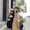 Black backless split dress women's summer new temperament slim and thin short-sleeved long dress French high-end feeling