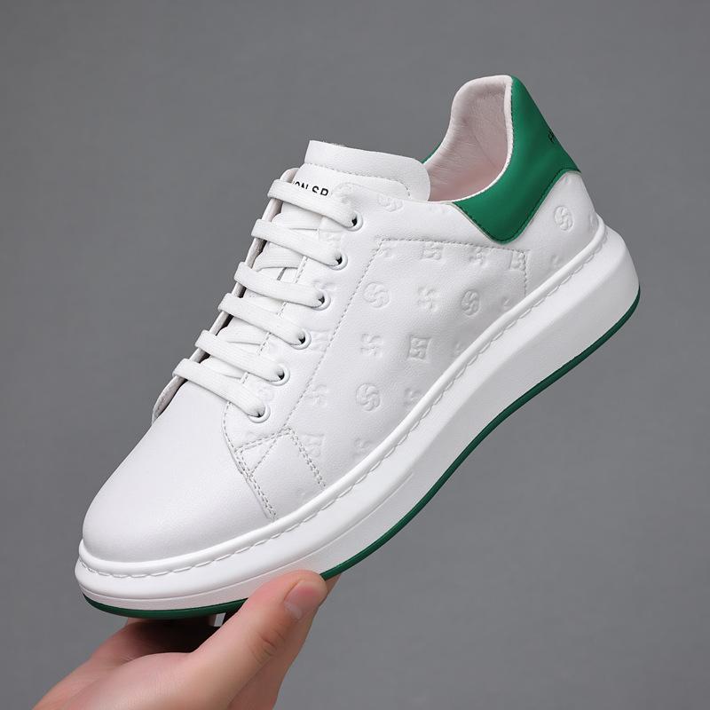 

Summer new first-layer cowhide men s McQueen white shoes genuine leather casual shoes breathable men s shoes men s single shoes shoes 38
