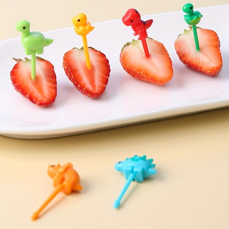 6/18pcs Cute Dinosaur Fruit Forks Mini Creative Food Fork Set Colorful Plastic Desert Pick For Kitchen Picnic Party Decor Access