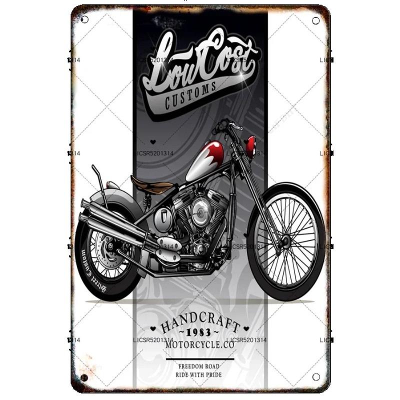 Винтажный металлический плакат с мотоциклом, Декор для стены дома и гаража 20x30 см