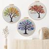 New Handmade Embroidery Diy Material Package, Colored Trees, Three Trees, Fabric Needle And Thread Set.