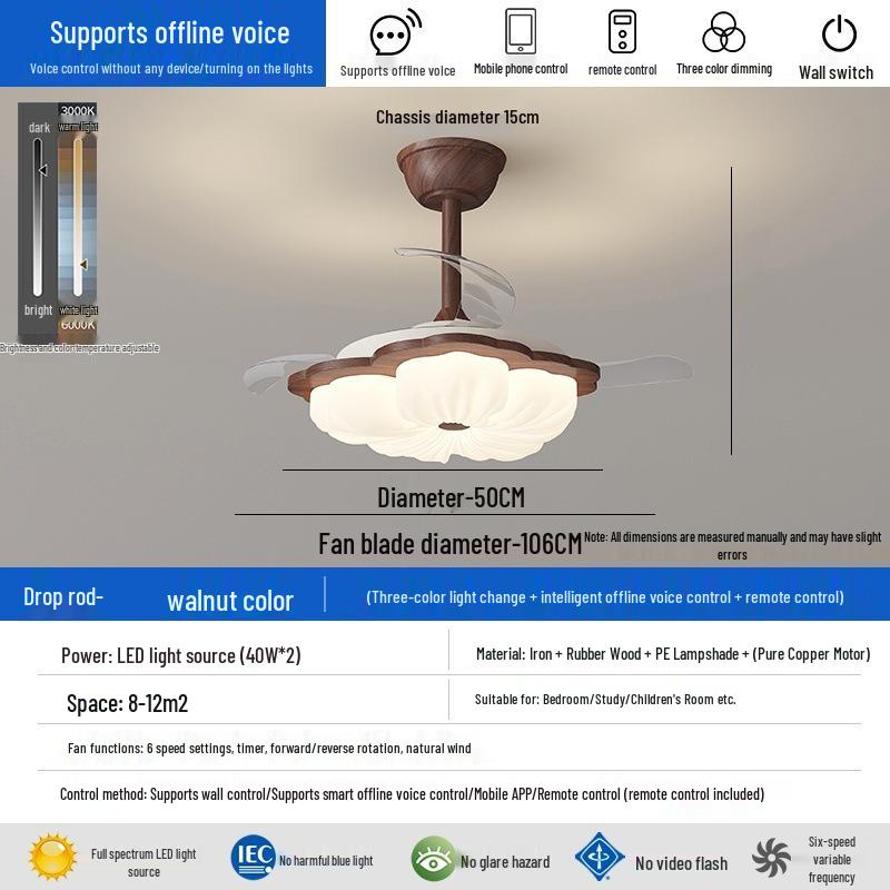 Retro French Creamy Ceiling Fan Light for Living Room, Dining Room, and Children's Bedroom
