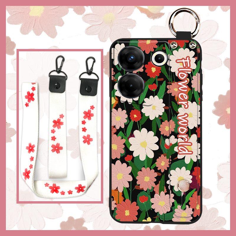 Ring Kickstand Phone Case For Tecno Camon20 Pro 5G/CK8n Dirt-resistant Silicone Fashion Design Wristband Phone Holder