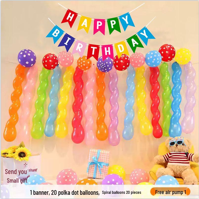 Colorful Thickened Spiral Twist Balloons for Baby's First Birthday Decoration