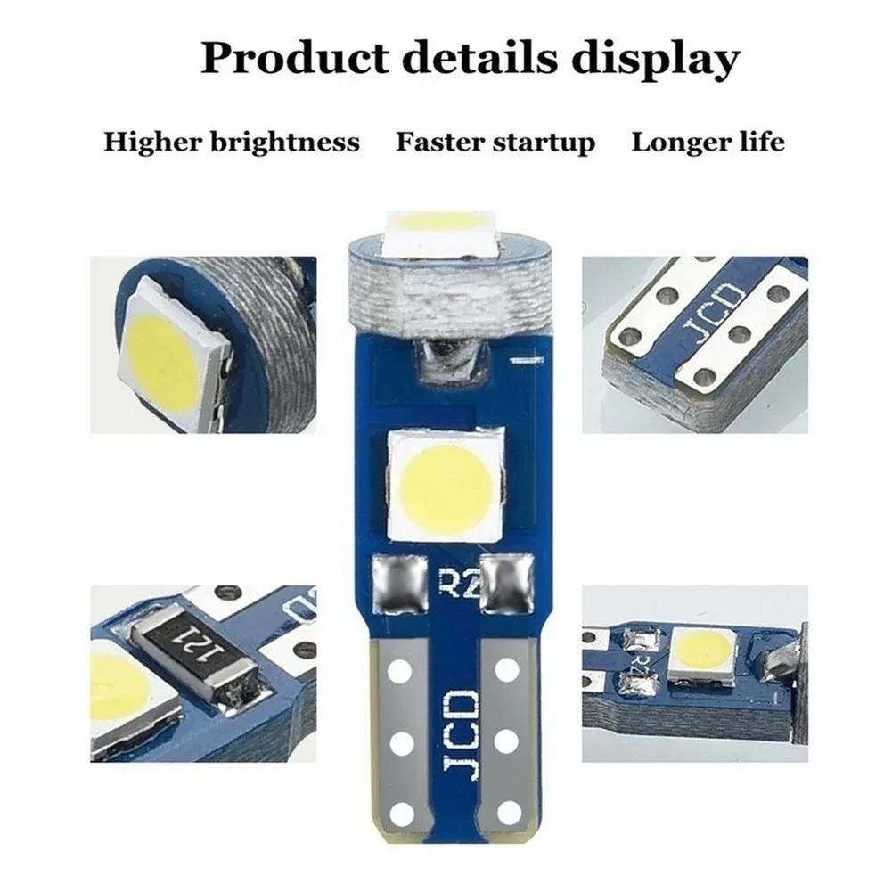 10PCS Super Bright LED T5 3SMD Car Motorcycle Dashboard Light Wedge Instrument Lamp Indicator Signal Bulbs DC12V 3030smd