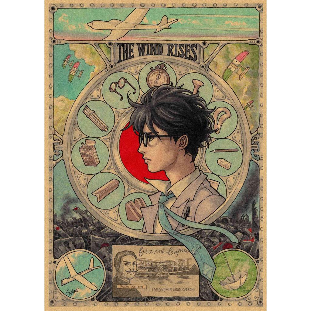 Poster da Parete in Carta Kraft Retrò: Laputa: Laputa: Castello nel cielo di Hayao Miyazaki