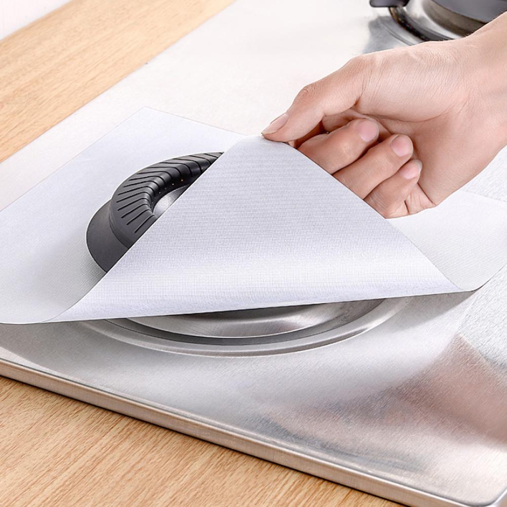 6Pcs Gas Stove Pad Gas Cooker Cleaning Mat Surface Protector Kitchen Tool AccessoriesSilver