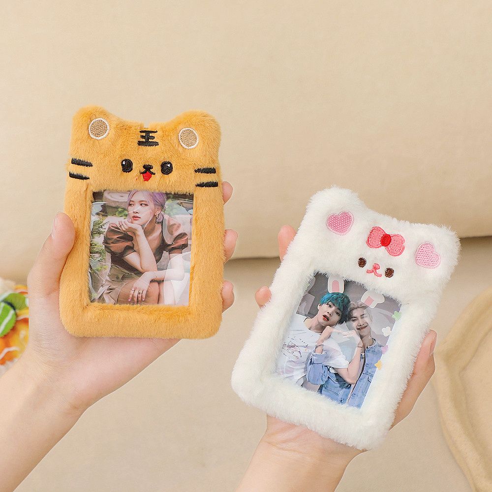 Photo Sleeves Plush Key Rings Photocard Holder Idol Photo Sleeve Case Plush Keychain ID Card Cover