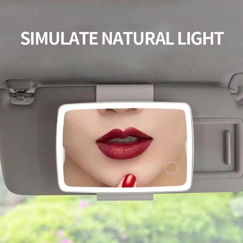 Car Interior Accessories Auto Visor Three Adjustable Gears Makeup Mirror with Led Lights for Girls Women Interior Mirrors6