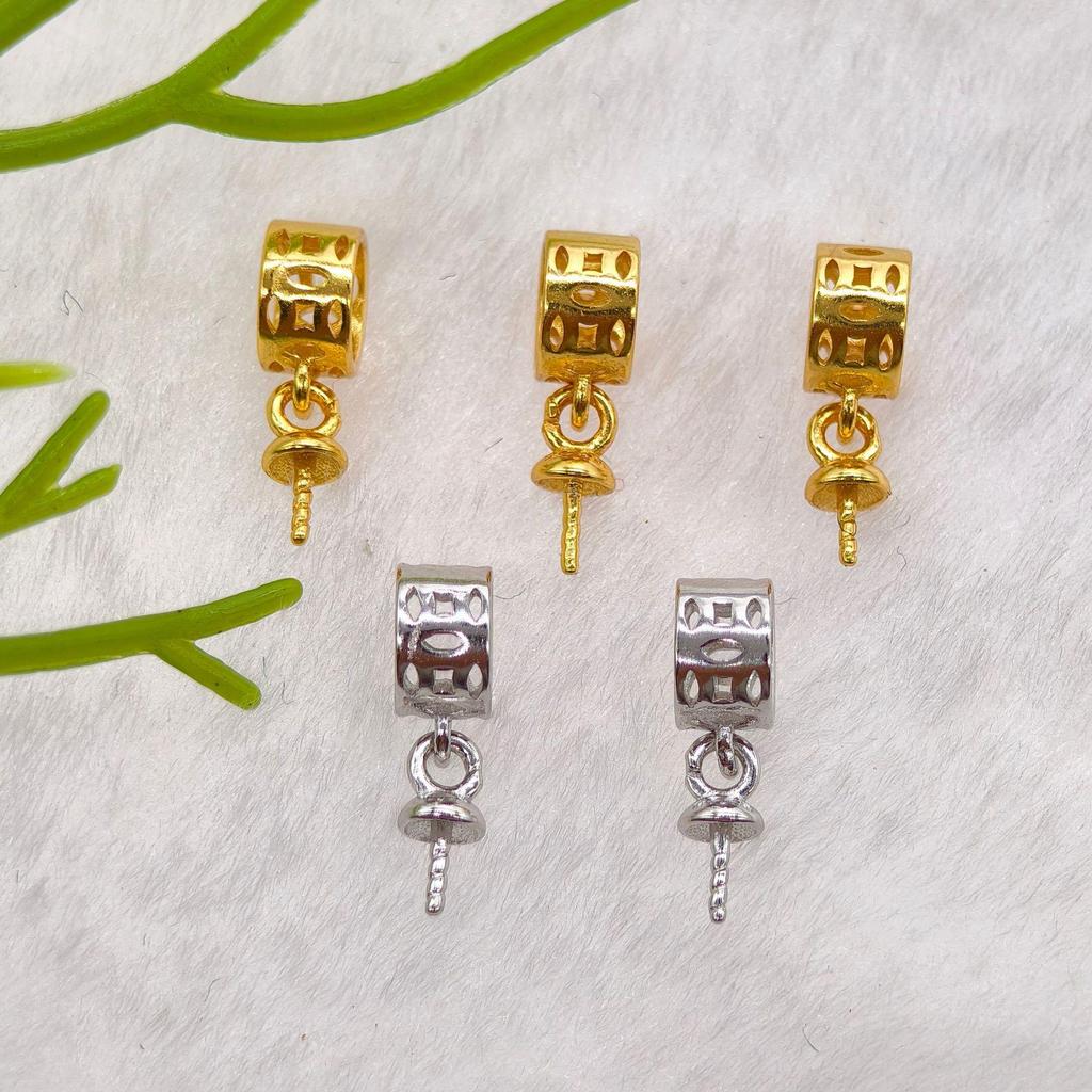 Chiusura a Testa Melon Seed in Argento Sterling S925 da Incollare per Collane con Ciondoli di Perle, Agata, Giada