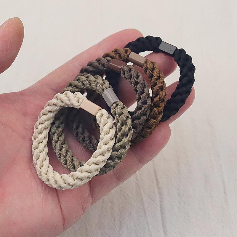 

Elegant Thickened Hair Scrunchies Braided Hair Ties Elastic Hair Loops Non Slip Ponytail Holders For Women And Daily Use 5PCS