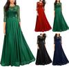 Bridesmaid Dress for Women Lace Patchwork Formal Gowns Crew Neck Chiffon Long Dress Wedding Guest Dress