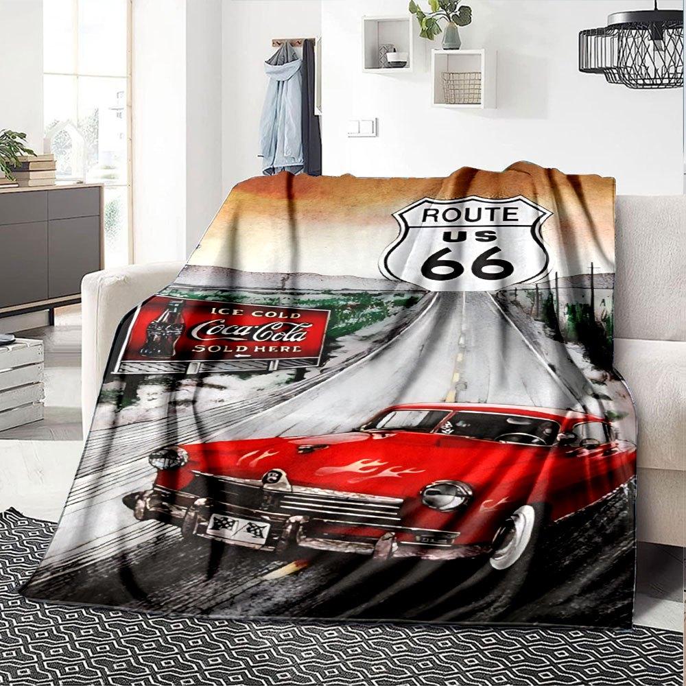 1pc Route 66 3 Blanket Soft Warm Throw for Home, Office, Travel All Season Cozy Bedding Gift, Office Cozy Accessory