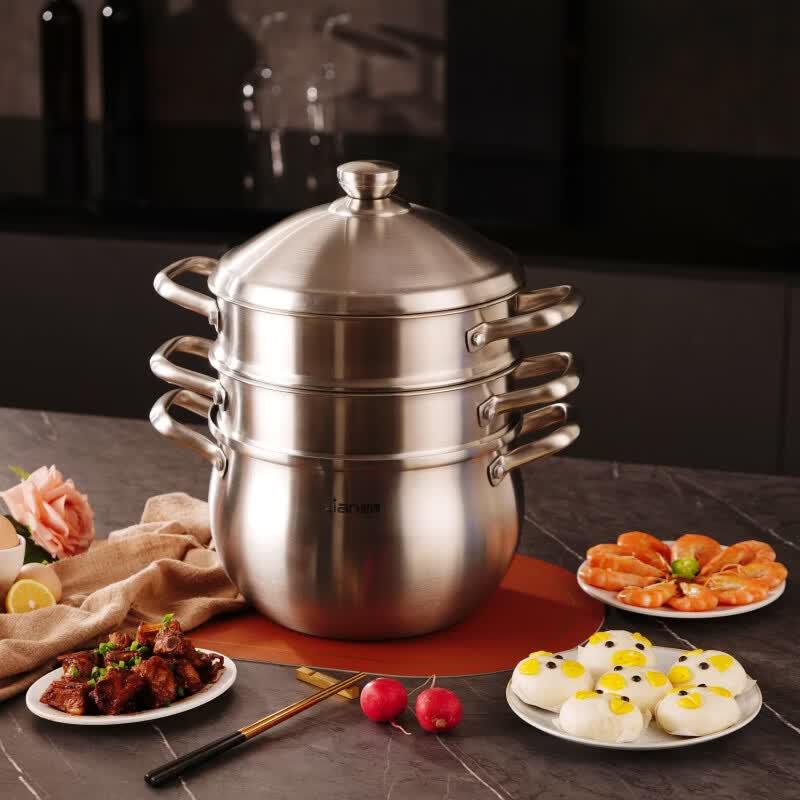 LIAN Multi-purpose 3-Tier Stainless Steel Steamer Pot