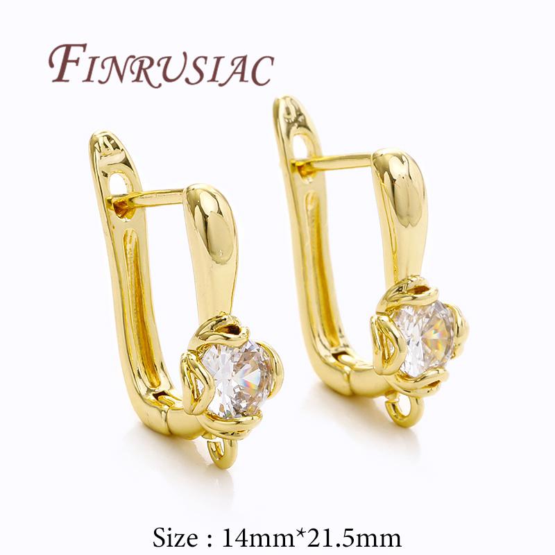 

1-2Pairs/Lot Fasteners For Earrings Wholesale 18K Real Gold Plated Hooks For Earring,DIY Women s Earrings Accessories,Earwires 1 pair