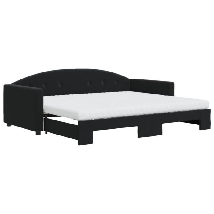 VidaXL Lit de jour avec gigogne et matelas noir 90x200 cm velours 3197329