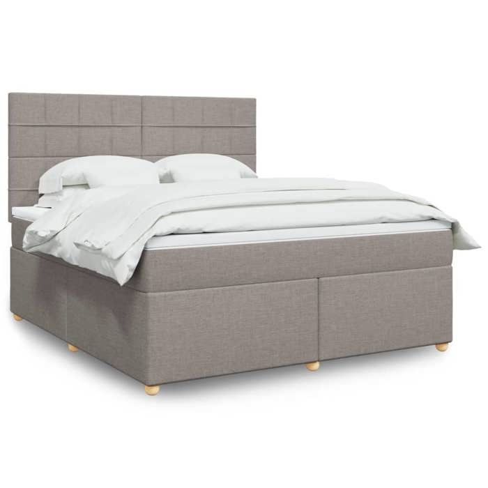 VidaXL Slat Bed Base with Mattress Taupe 180x200 Cm Fabric 3291363