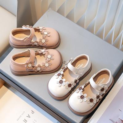 Little Girl Leather Shoes Chic Flower Kids Princess Causal Shoes Fashion Versatile Children's British Style Flat Shoes Round-toe