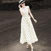 Lanser Elegant Polka Dot V-Neck A-Line Midi Dress