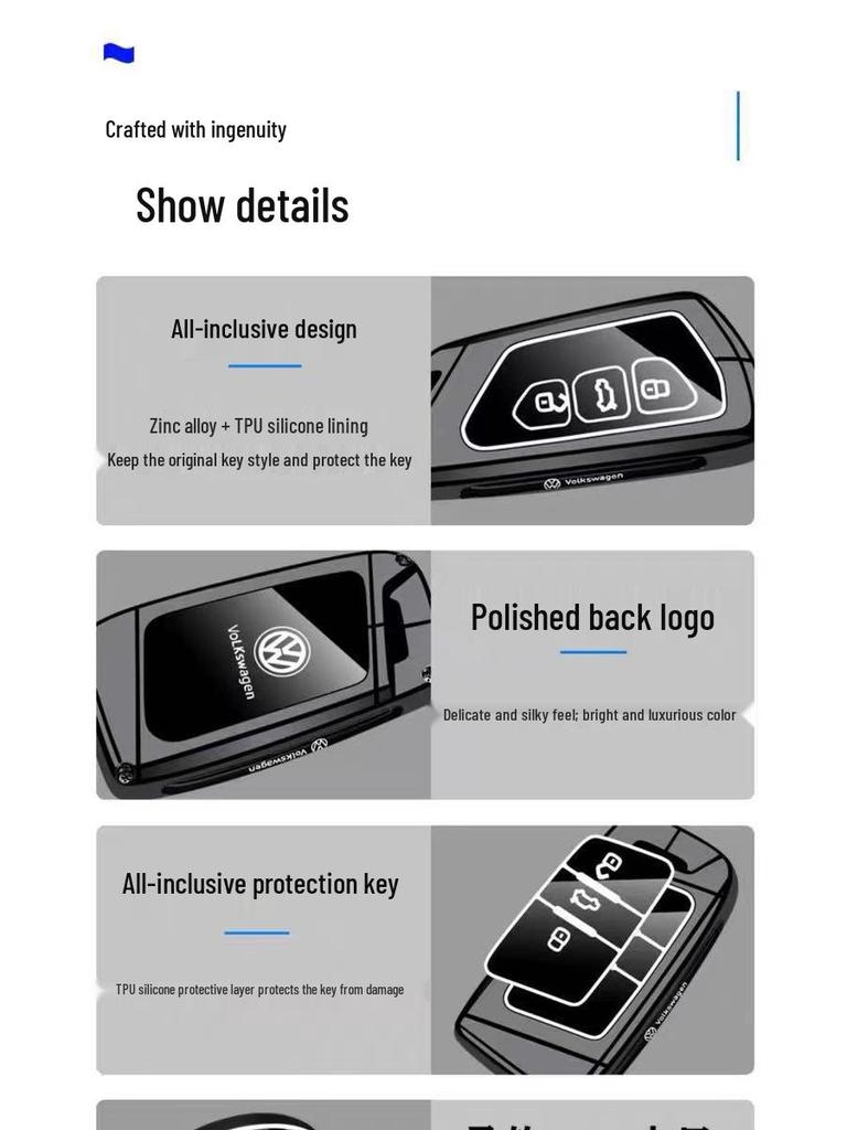 Volkswagen Lavida, Polo, Lamando, Passat, Touareg, Tiguan, Teramont, Touran Schlüsselhülle und Autoschnalle.