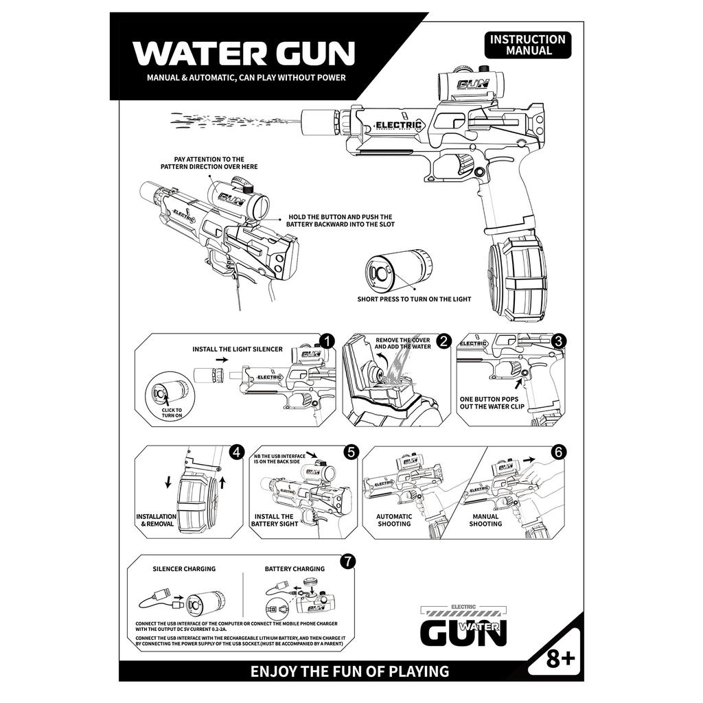 USB Chargeable Electric Water Gun With Realistic Flame Effect High Capacity Squirting Toy For Outdoor Beach And Pool Fun