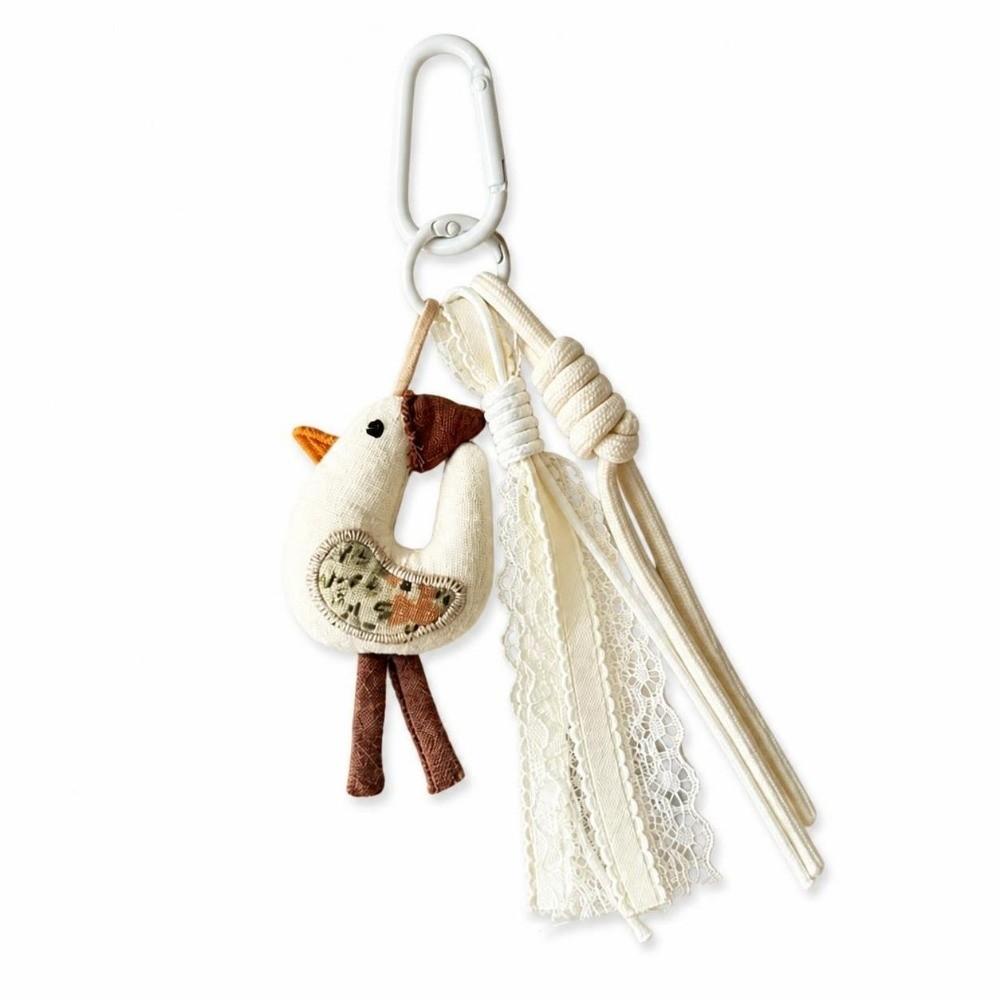 Cartoon Animal Keychain Doll Charm Rabbit Cat Bear Horse Chicken Duck Vintage Bag Decorative Pendant Cloth Multicolor